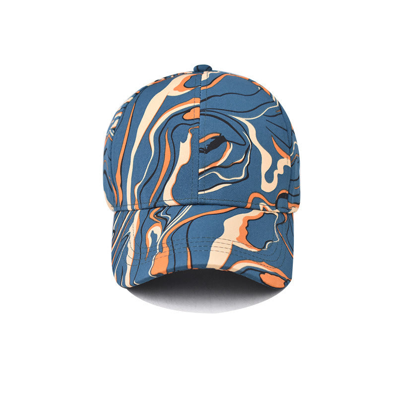 Wholesale Chic Chinese Style Tie Dye Plaid Baseball Cap Breathable Curved Brim Hat For Men And Women