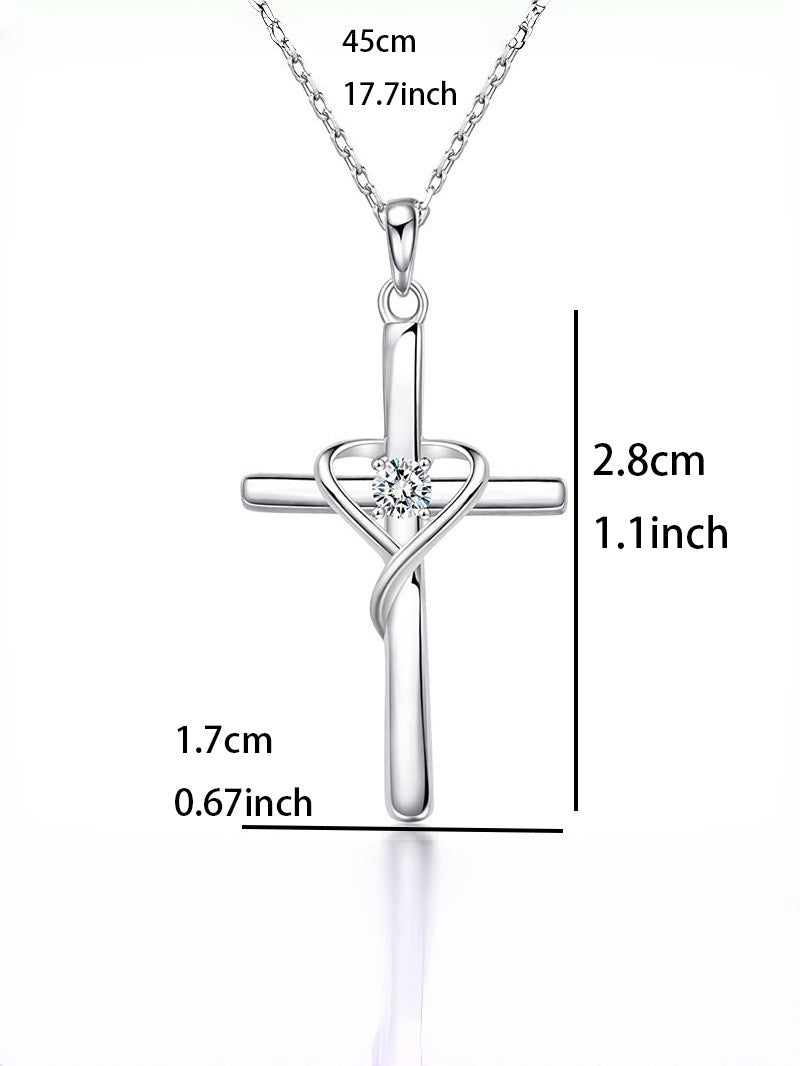 Wholesale Real Gold Plated Cross Pendant Necklace with Zircon,  Fashion Jewelry Accessory for Women Gift