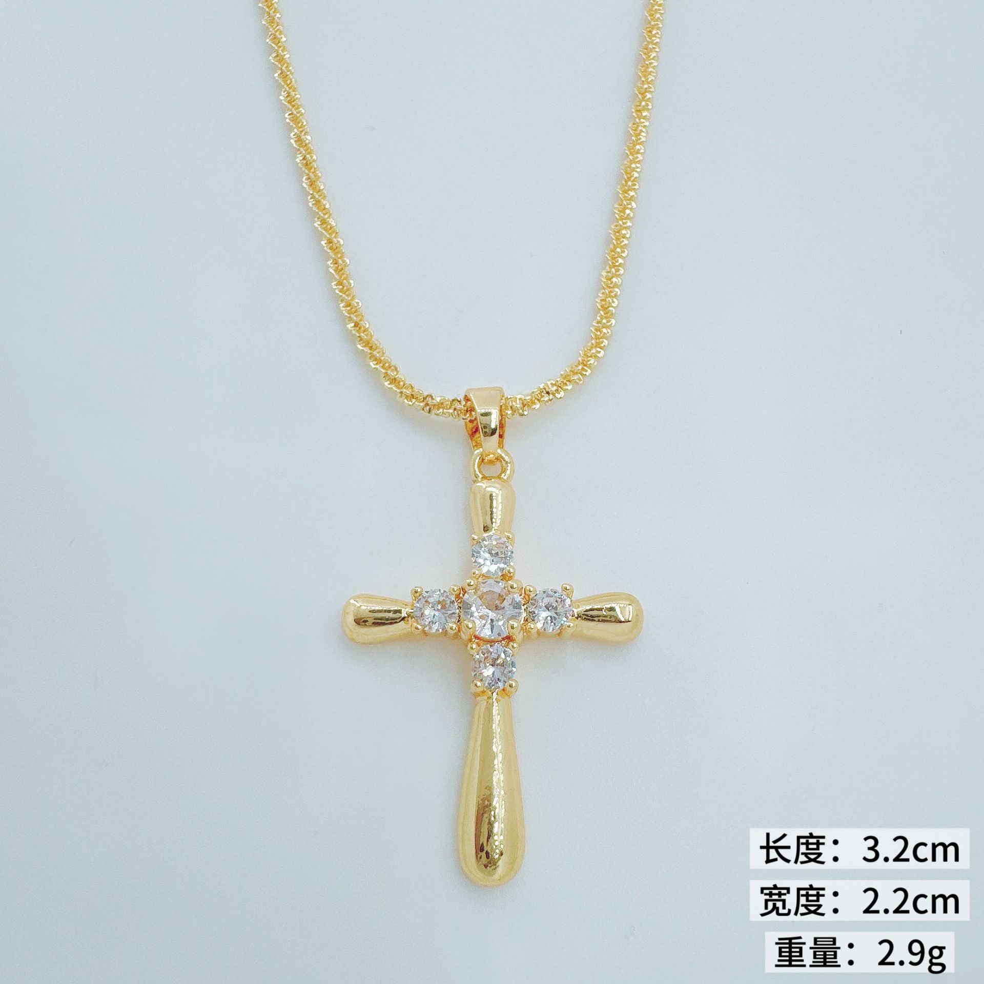 Wholesale Gold-Plated Copper Cross Pendant Necklace Trendy Jewelry Accessory for Women