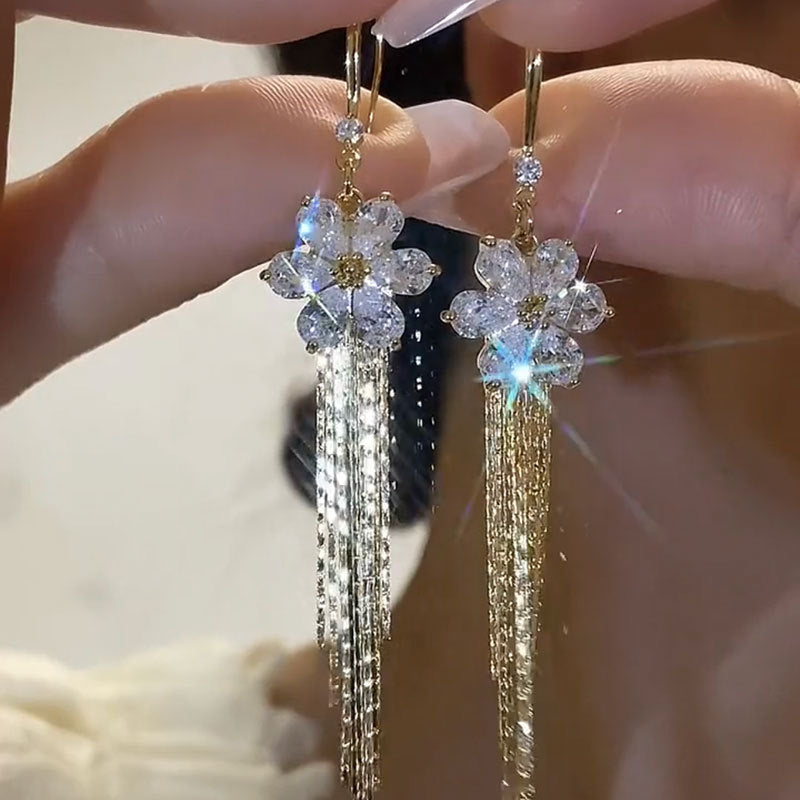 Wholesale long tassel flower earrings