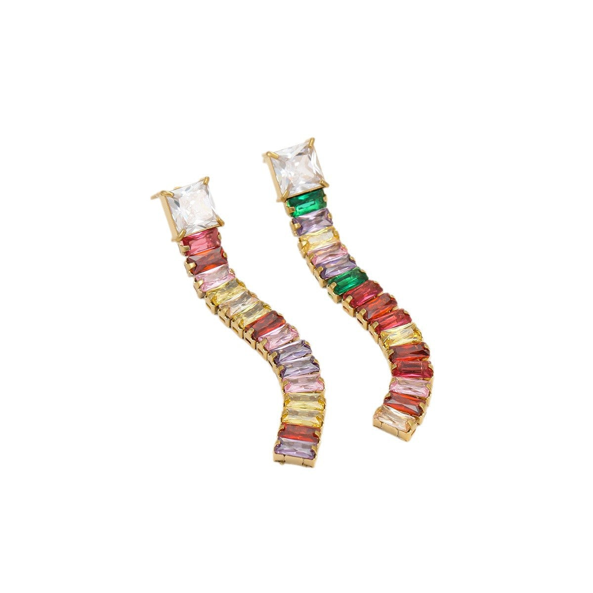 Wholesale  stainless steel  zircon tassel 18K earrings