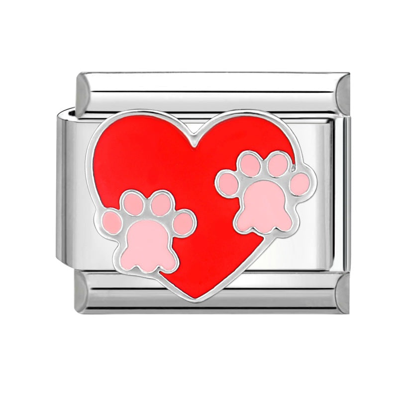 Wholesale Italian Charm Bracelet 9mm DIY Splicing Red Series Titanium Steel Composable Bracelet