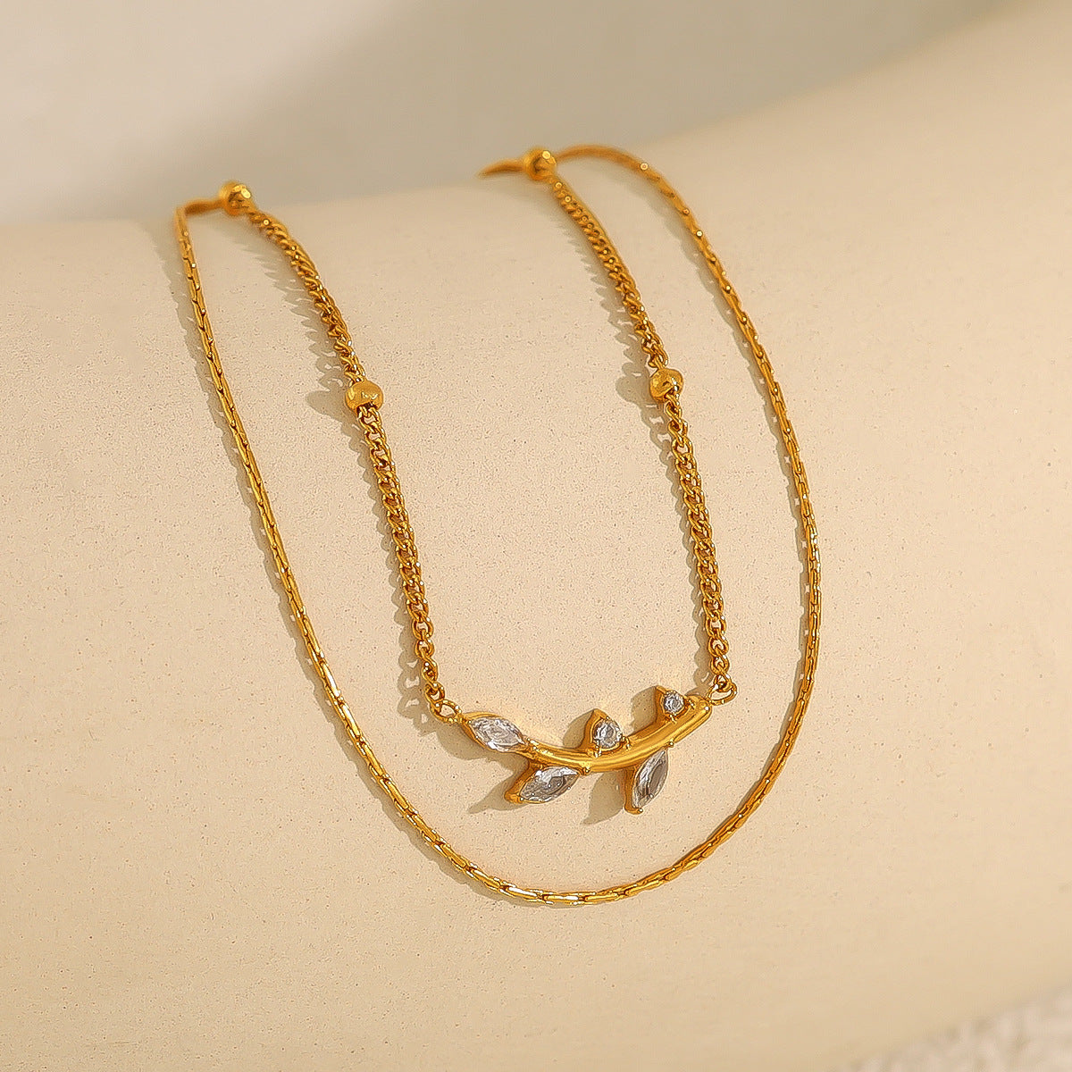 Wholesale Stainless Steel Double-layer Diamond Light Luxury Clavicle Chain