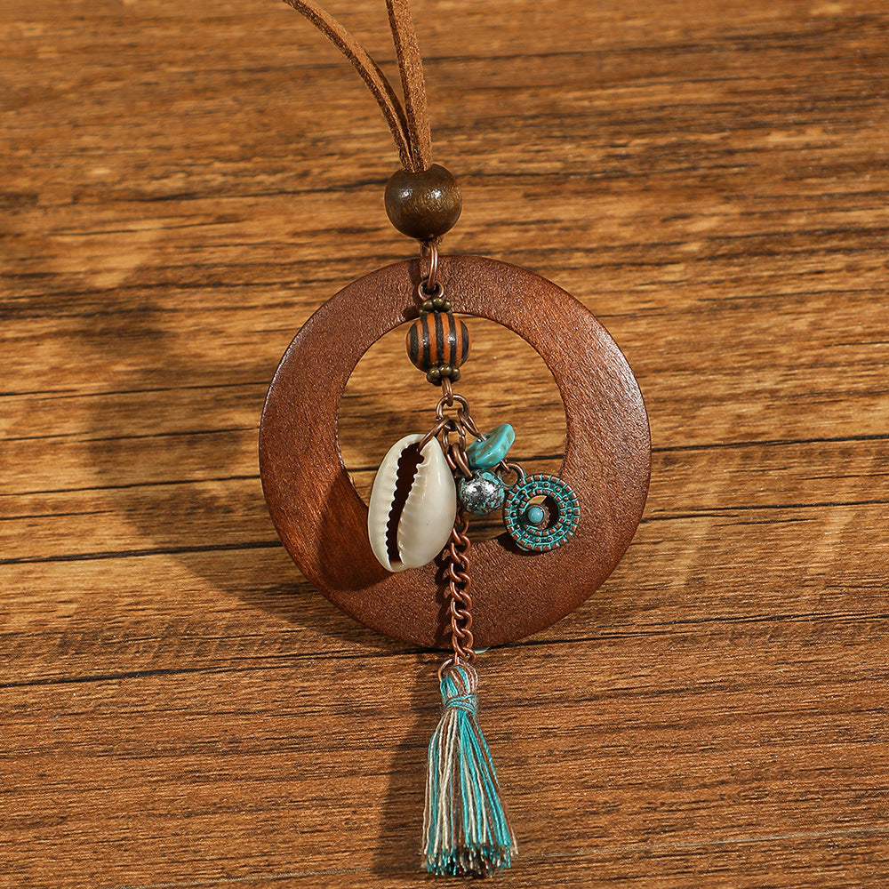 Wholesale Retro Ethnic Style Flower Shell Hollow Necklace Jewelry Accessory for Gift Boutique Resale