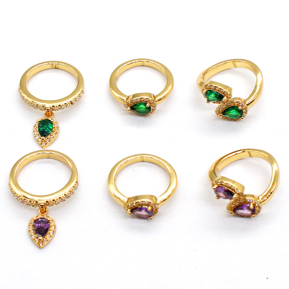 Wholesale Stainless Steel Purple Geometric Ring Electroplated Jewelry Accessory for Resale