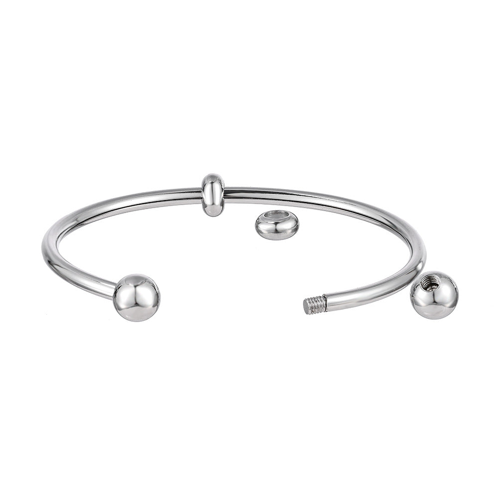 Wholesale Metal stainless steel waterproof non-fading hose elastic open beaded bracelet