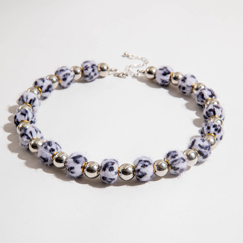 Wholesale Colorful Beaded Pom Pom Beaded Christmas Series Necklace ACC-NE-YongGe014