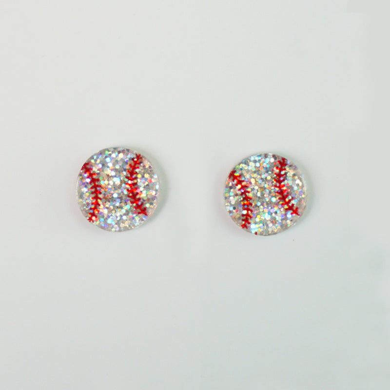 Wholesale 2 Pairs/Pack Shiny Football Baseball Acrylic Earrings ACC-ES-HY098