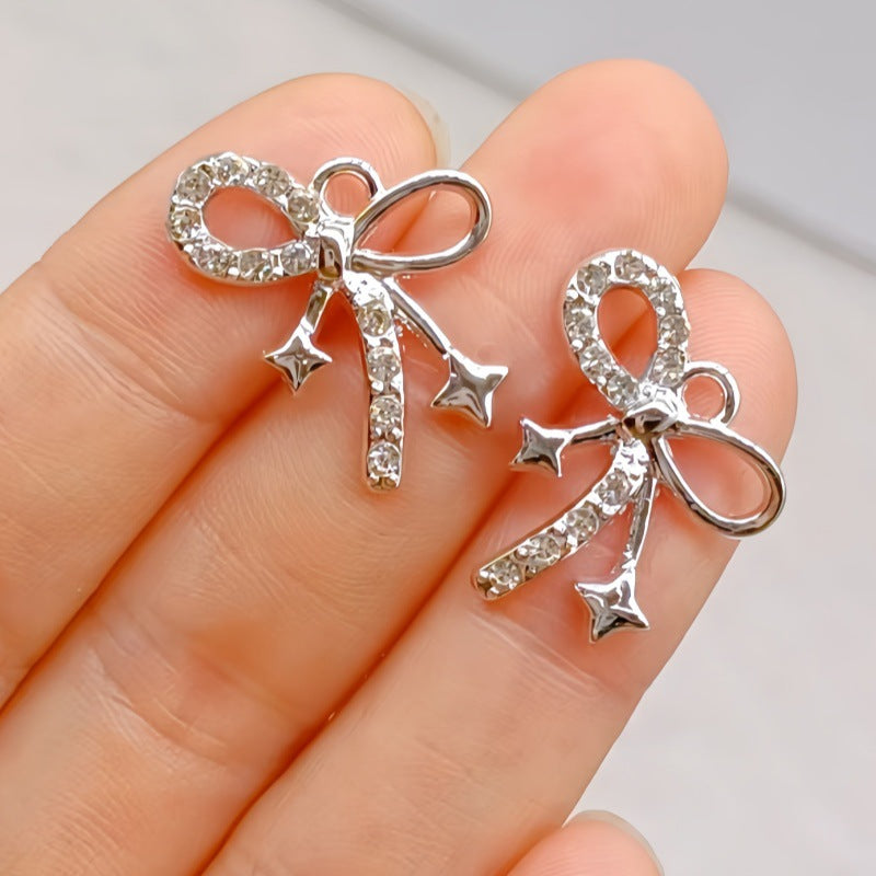 Wholesale 10pcs Casual Bow Pendant Accessories Diamond Small Pendant Alloy Accessories DIY Bracelet Jewelry Necklace Clothing Materials
