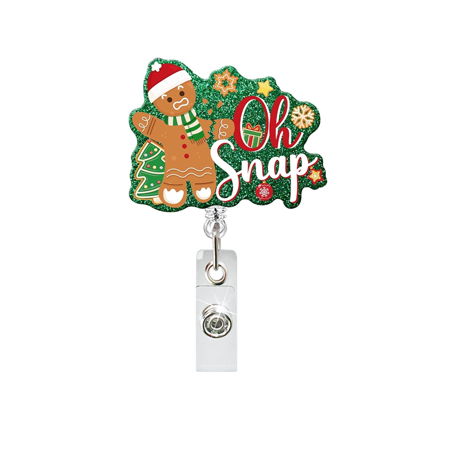 Wholesale Christmas-Themed Fun Acrylic Medical Badge Reel with Retractable Clip ID Holder Office Accessory Gift