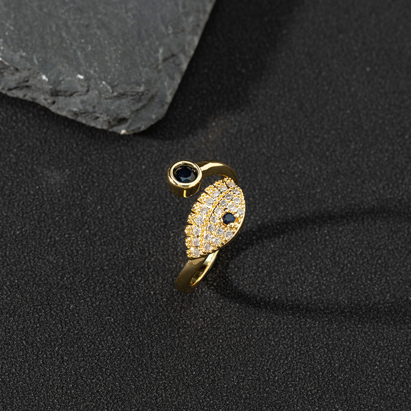 Wholesale Evil Eye Vintage Open Ring Copper Zircon Enamel Ring Fashion Jewelry Accessory For Everyday Wear