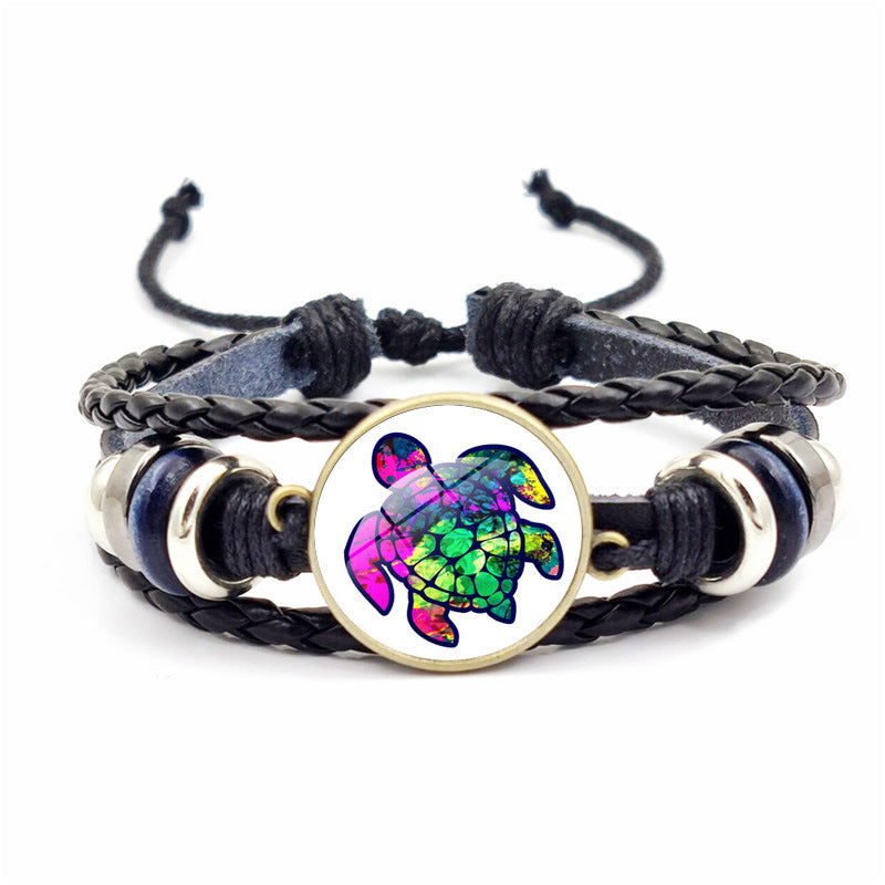 Wholesale Rendering Color Turtle Bracelet Retro Woven Leather Bracelet ACC-BT-JiaYun002