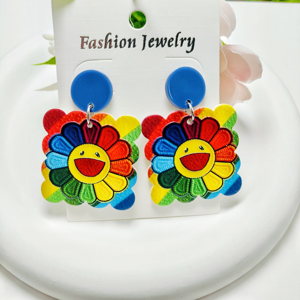 Wholesale Acrylic Creative Flowers Acrylic Earrings ACC-ES-Qiyu014
