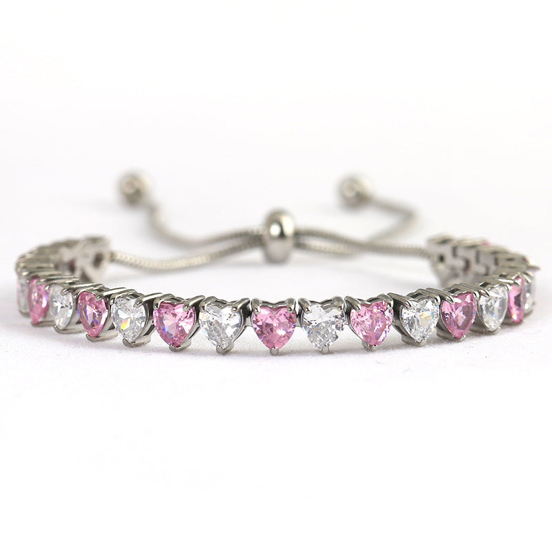 Wholesale  Titanium Steel Inlaid Zircon Stretch Bead Bracelet