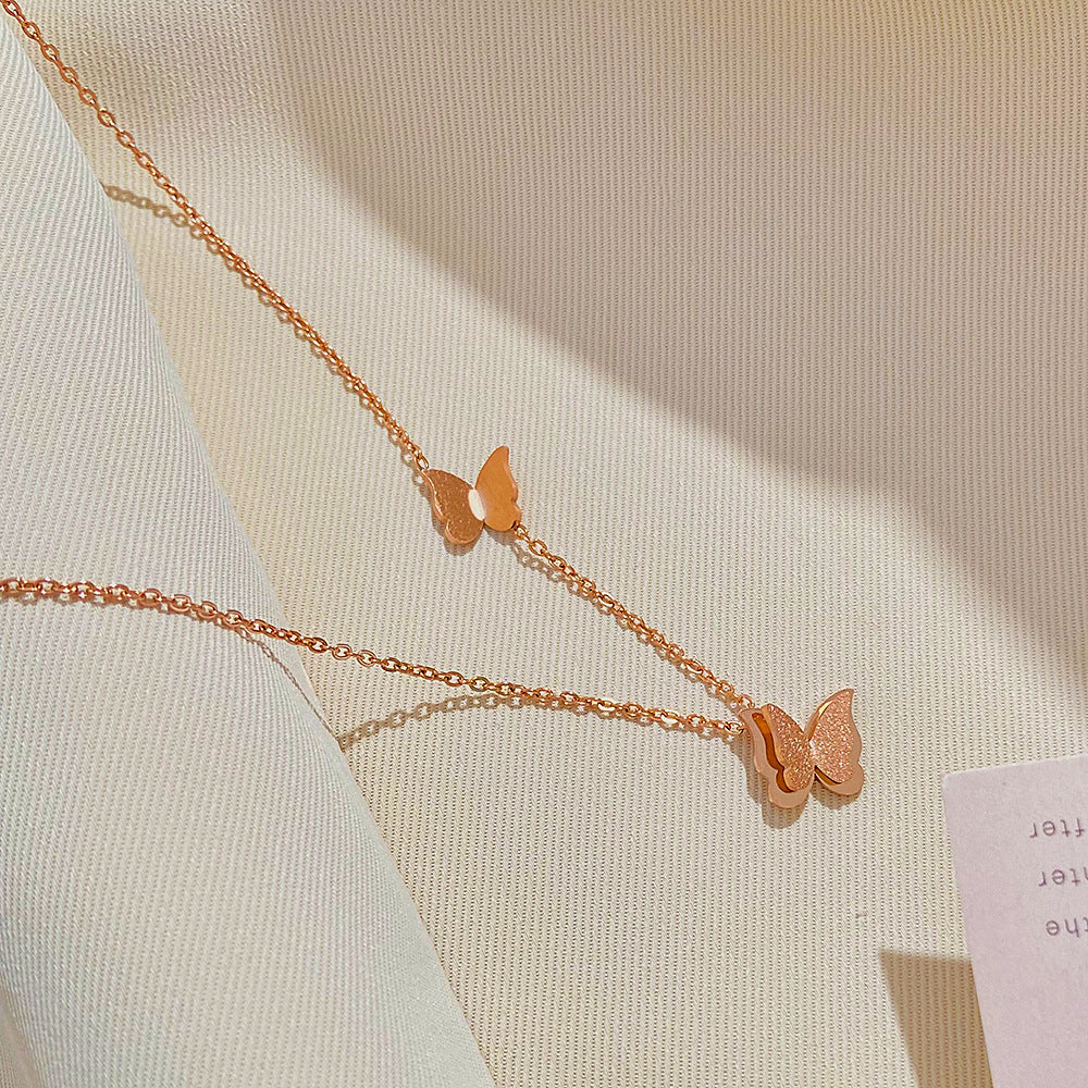 Wholesale Titanium Steel  popular butterfly ring double-layer opening ring