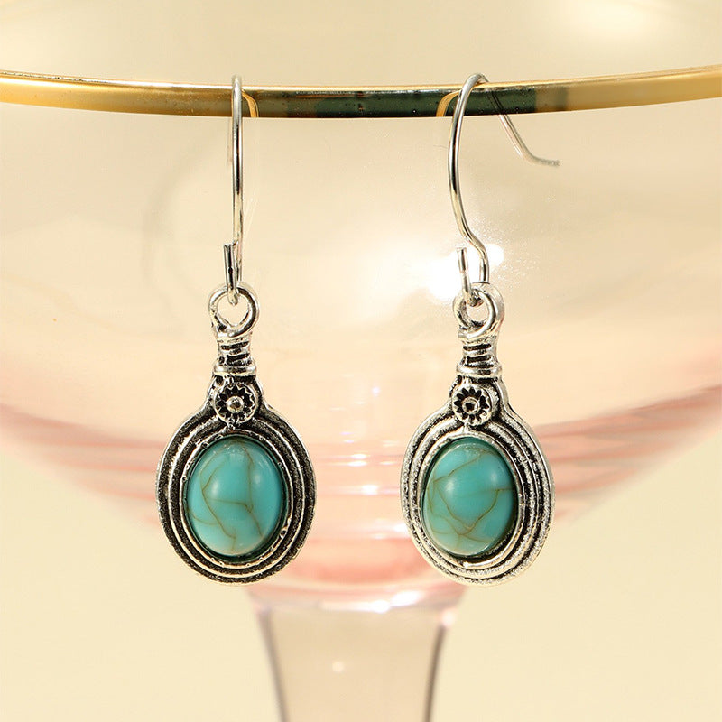Wholesale retro turquoise earrings  geometric turquoise earrings