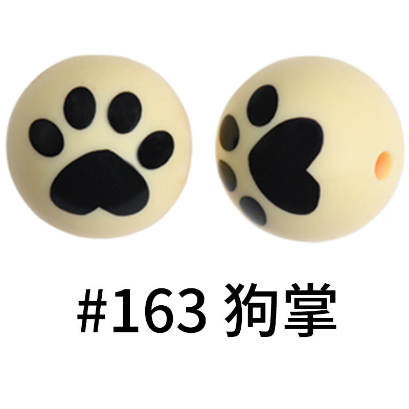 Wholesale 50pcs 15mm Western Style Leopard Skull Color Aztec Printed Silicone Balls Beads ACC-BDS-HeSheng006