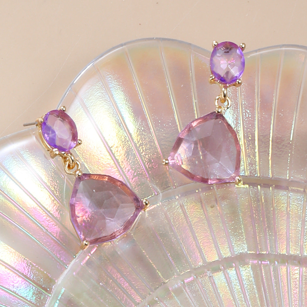 Wholesale Colored Diamond Earrings Triangle Earrings Alloy Earrings  ACC-ES-JL008