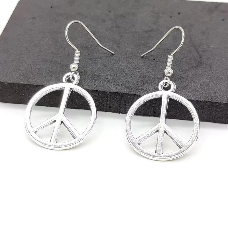 Wholesale Bohemian Vintage Alloy Peace Symbol Earrings