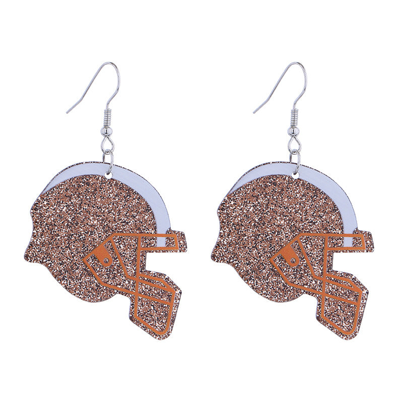 Wholesale acrylic printed super bowl featured football series creative letter earrings