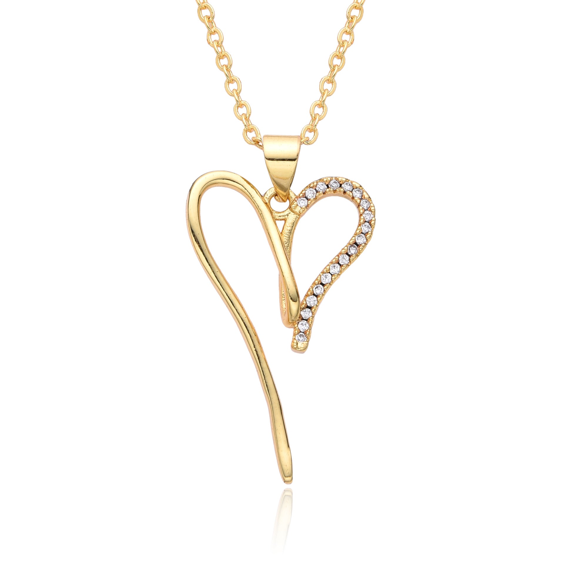 Wholesale love diamond clavicle chain copper plated 18K real gold necklace