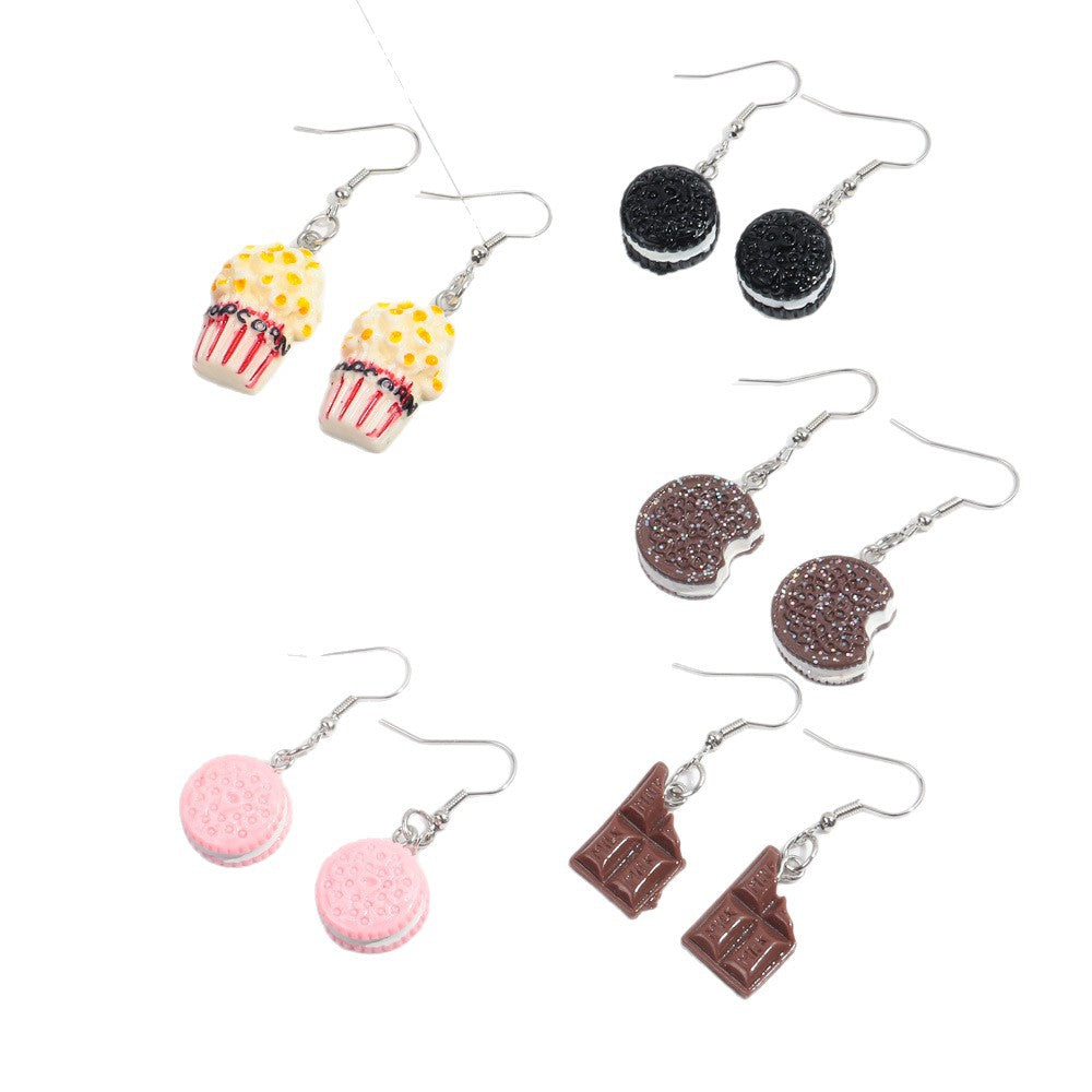 Wholesale Chic Food-Themed Resin Earrings - Fun Hamburger,  Fries,  Popcorn &  Chocolate Designs - Fashion Accessory for Everyday Wear or Gift