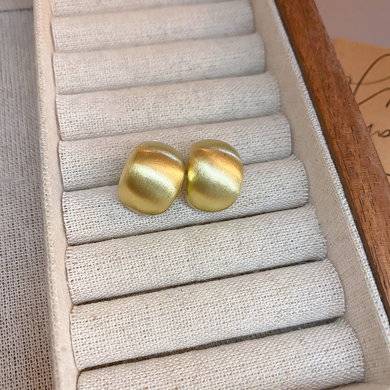 Wholesale Stylish C-Shaped Brushed Metal Earrings European Style Fashion Jewelry Boutique Resale