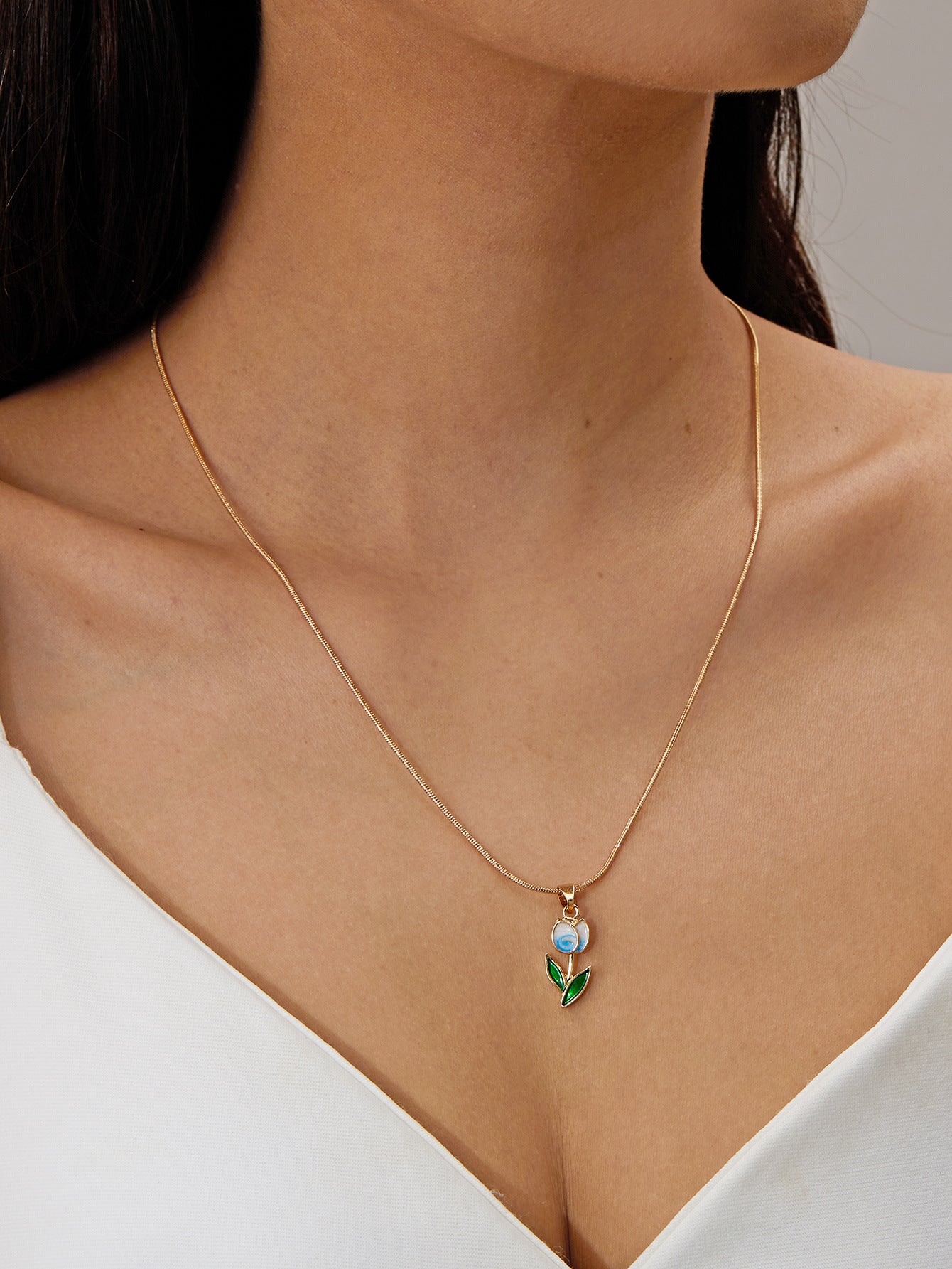 Wholesale Tulip Necklace Bracelet Flower Clavicle Chain Choker Necklace ACC-NE-Gangm003