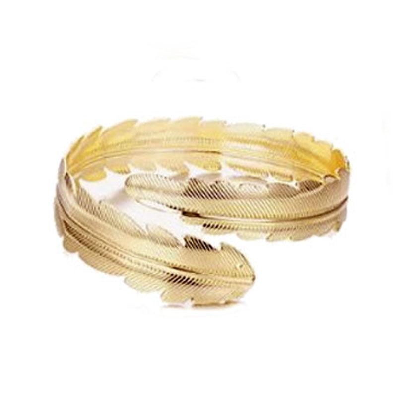 Wholesale  cross personality leaf arm ring line leaf geometric glossy bracelet
