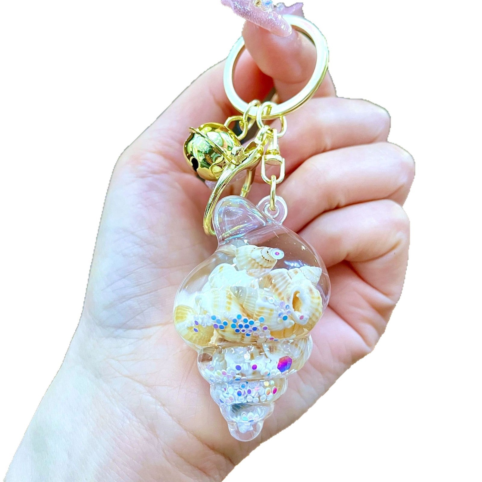 Wholesale Colorful Shell Conch DIY Quicksand Keychain Ocean Pendant Bag Charm Small Gift Accessories