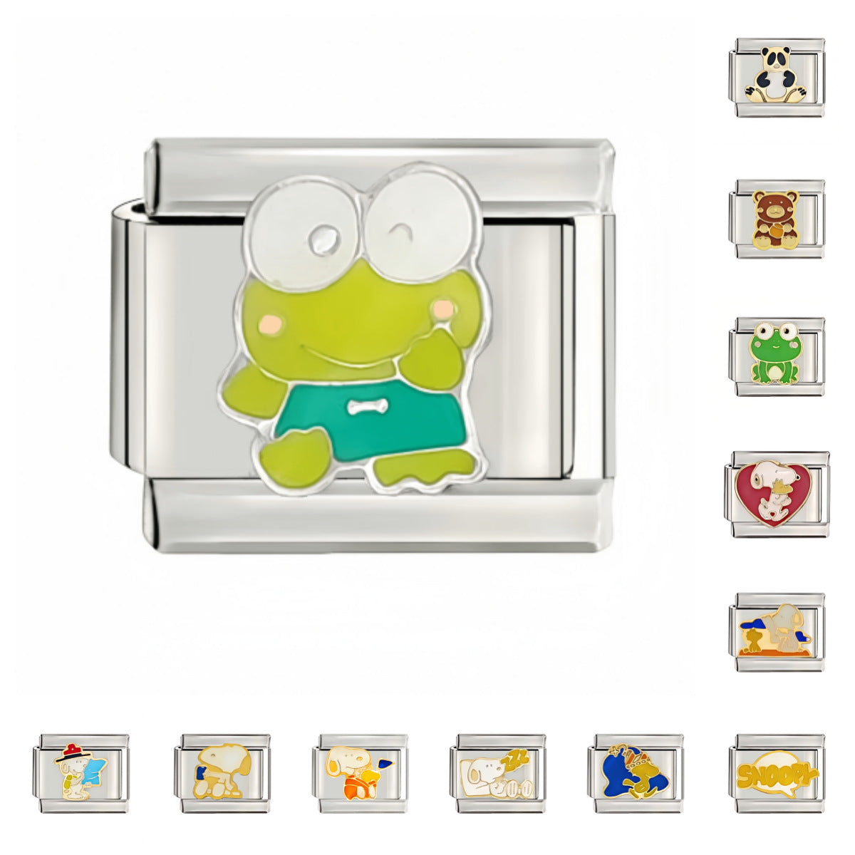 Wholesale  Italian Charm Starter Bracelets DIY square Single Section Creative Stainless Steel Composable Bracelet