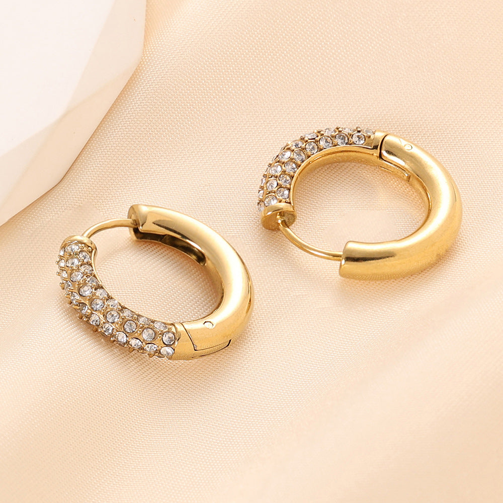 Wholesale Titanium Steel Earrings Thick Cylindrical C Shape Round Earrings  ACC-ES-ZhongZhe009