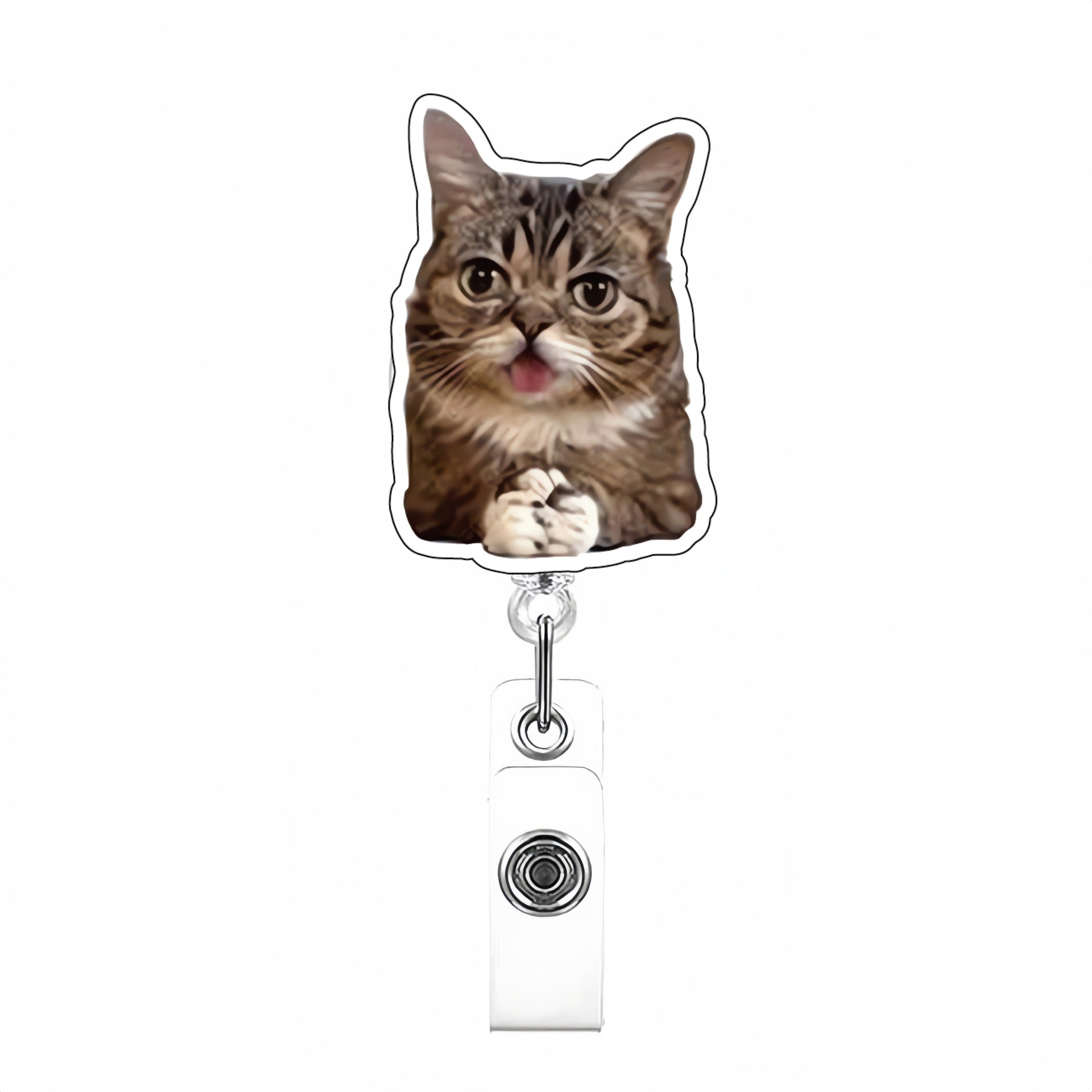 Wholesale Cute Cat Acrylic Retractable Rotating Badge Keychain
