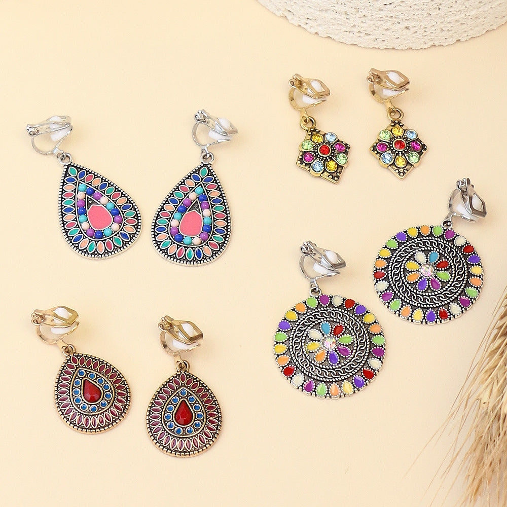 Wholesale Bohemian Geometric Hollow Earrings Retro Ethnic Ear Clip,  Stylish Everyday Jewelry
