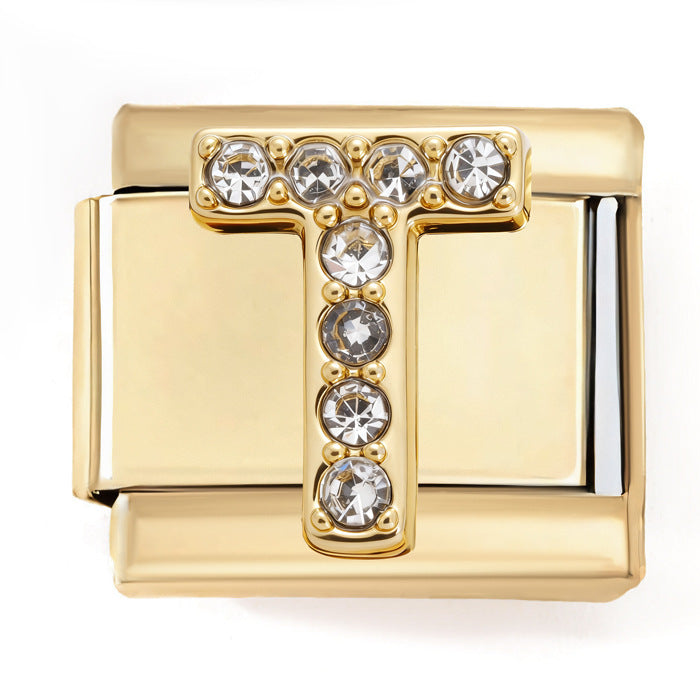 Wholesale 2PCS 9mm Italian Charm Starter Bracelets DIY Letters Stainless Steel Composable Bracelet