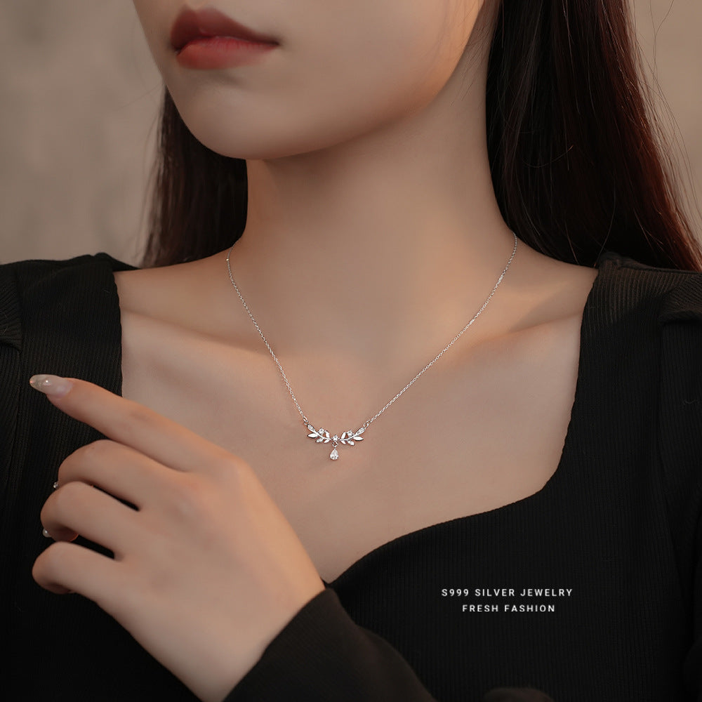 Wholesale S999 Foot Silver Light Luxury Laurel Goddess Necklace