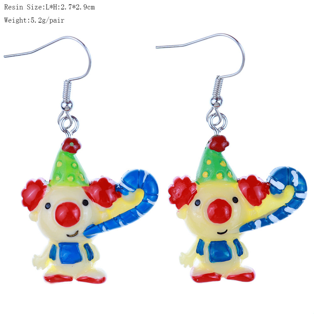 Wholesale fun cute funny cartoon circus clown earrings