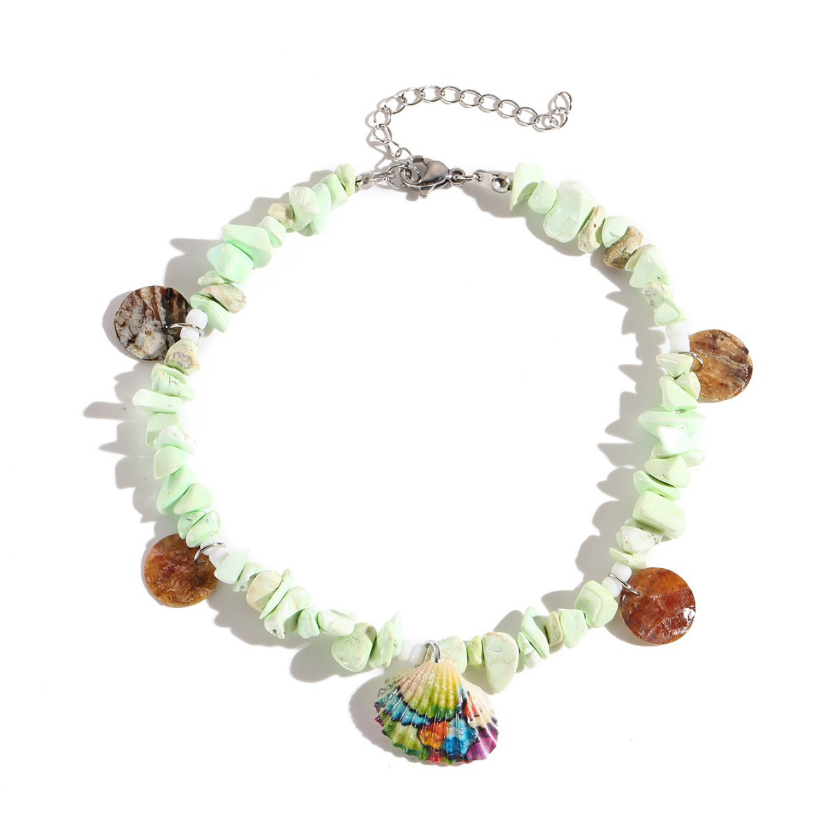 Wholesale Seaside Holiday Shell Natural Stone Painted Scallop Anklet