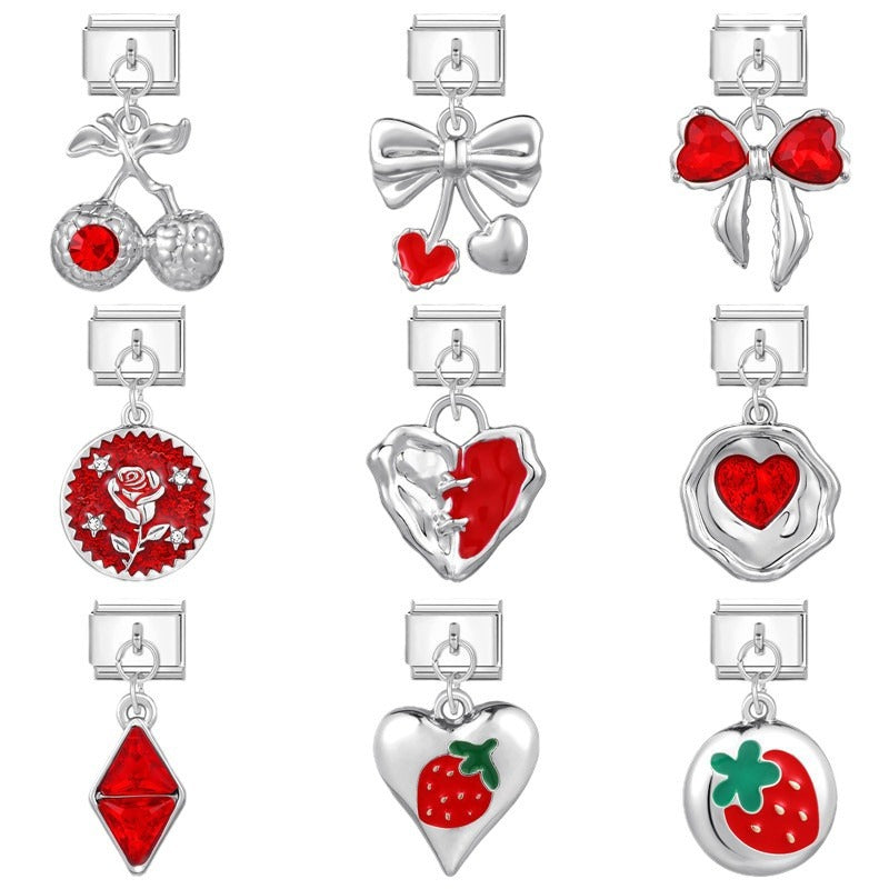 Wholesale Italian modular DIY jewelry red pendant bracelet