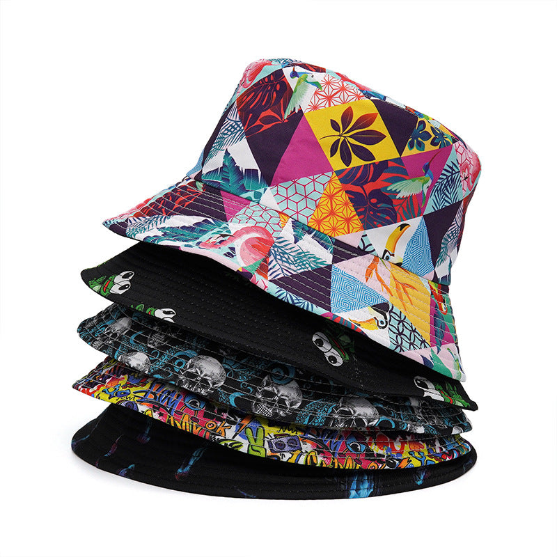 Wholesale  printing fisherman hat graffiti  double-sided basin hat tide