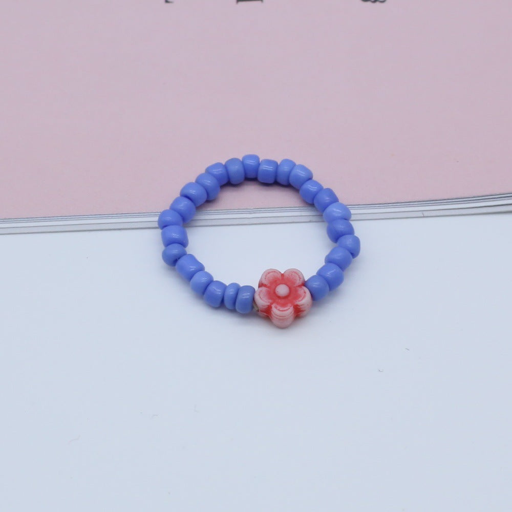 Wholesale  flower hand-woven rice beads beaded ring