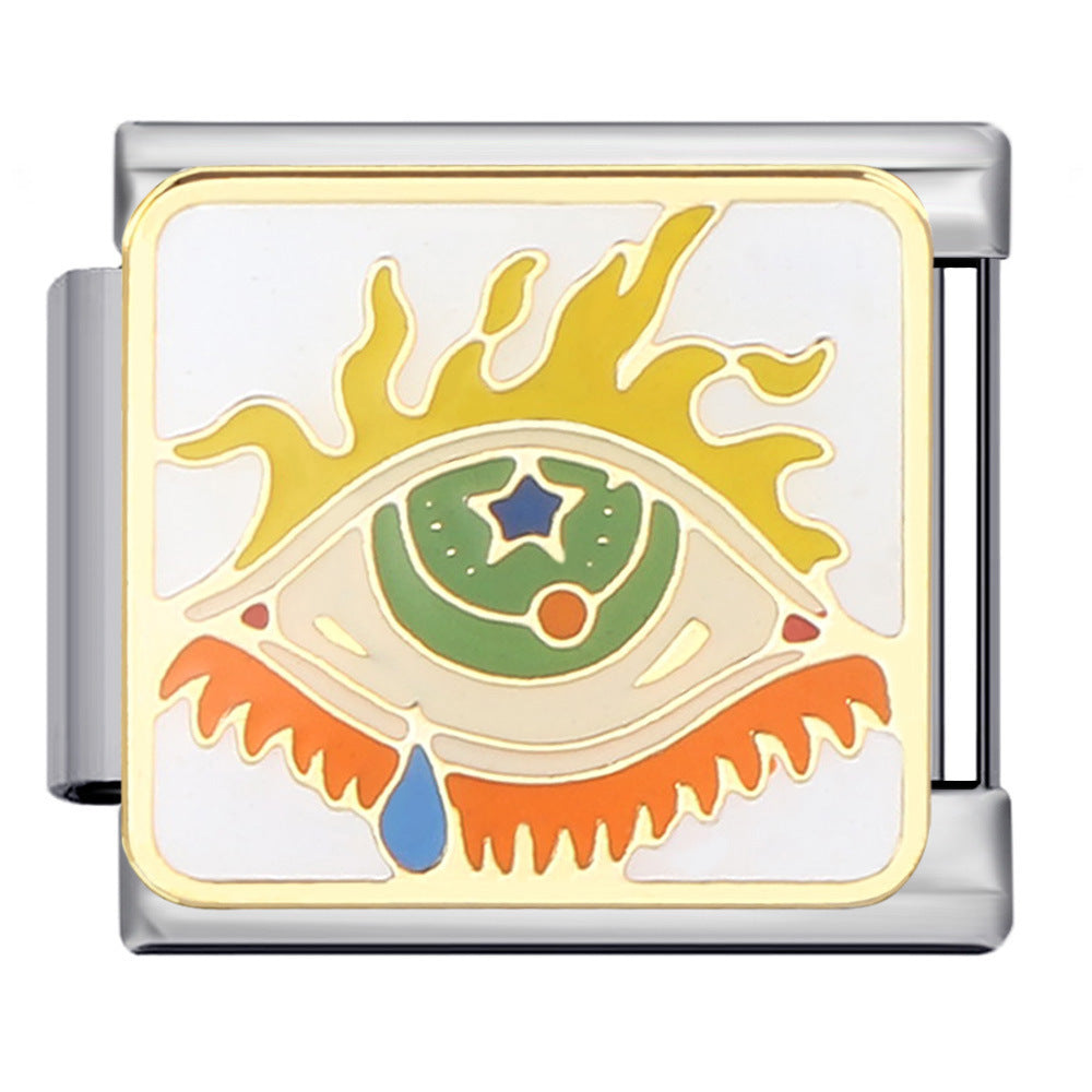 Wholesale Italian modular devil' s eye titanium steel welding dripping DIY   bracelet