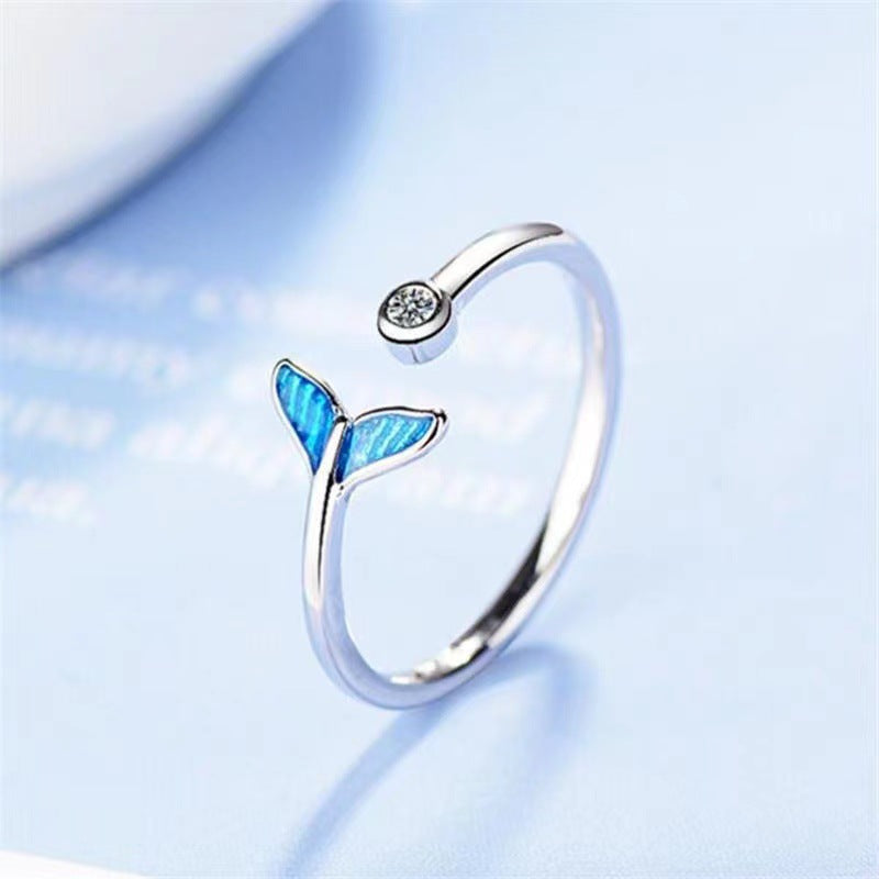 Wholesale Fishtail ring Moonstone index finger adjustable ring