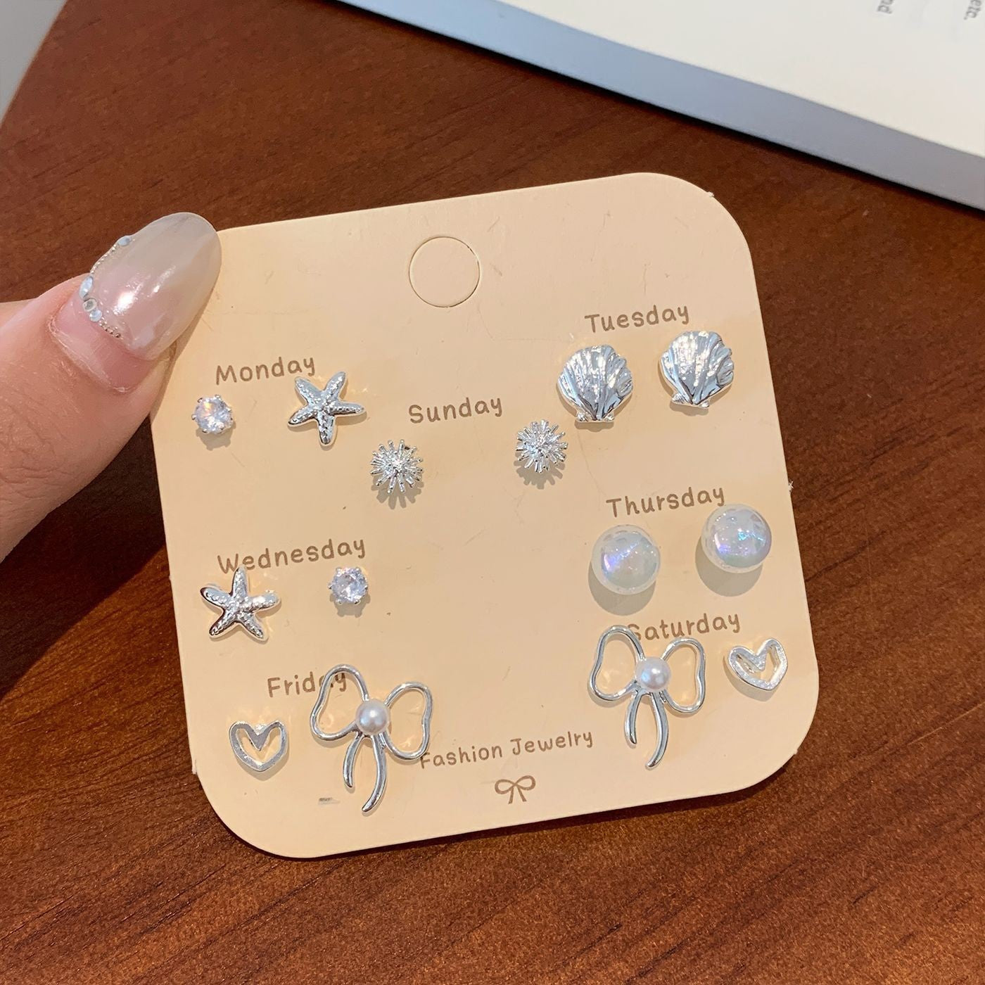 Wholesale Exquisite and Compact Mini Earring Set Silver Needle Earrings Simple Small Earrings