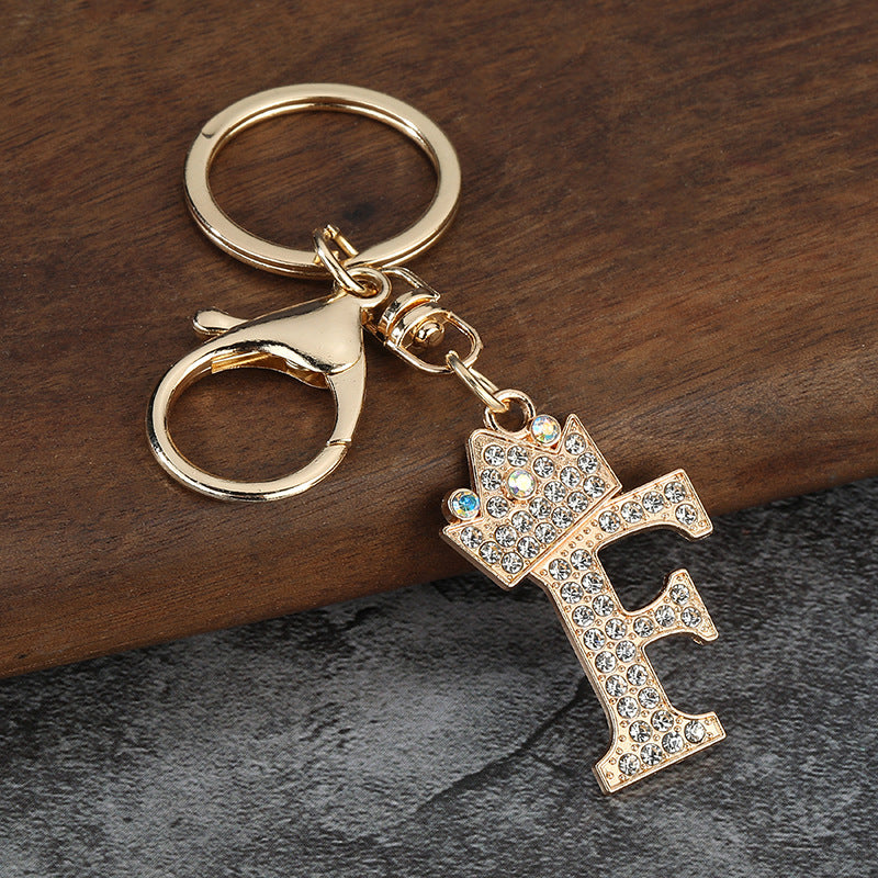 Wholesale Zinc alloy flash drill letter keychain