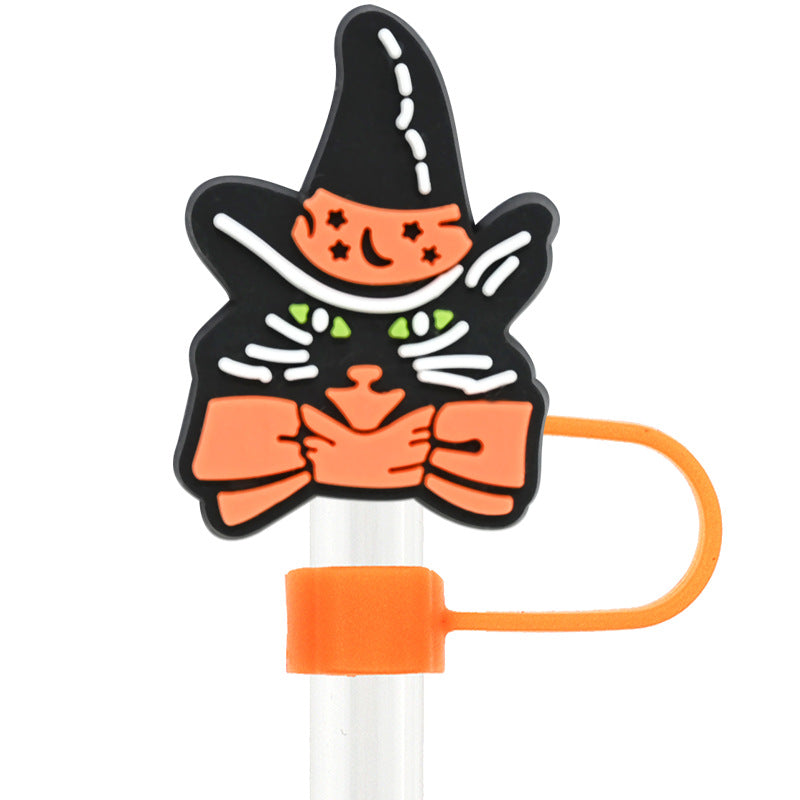 Wholesale Random 100pcs Halloween 10mm PVC Soft Straw Tube Cap ACC-SCR-RYY072