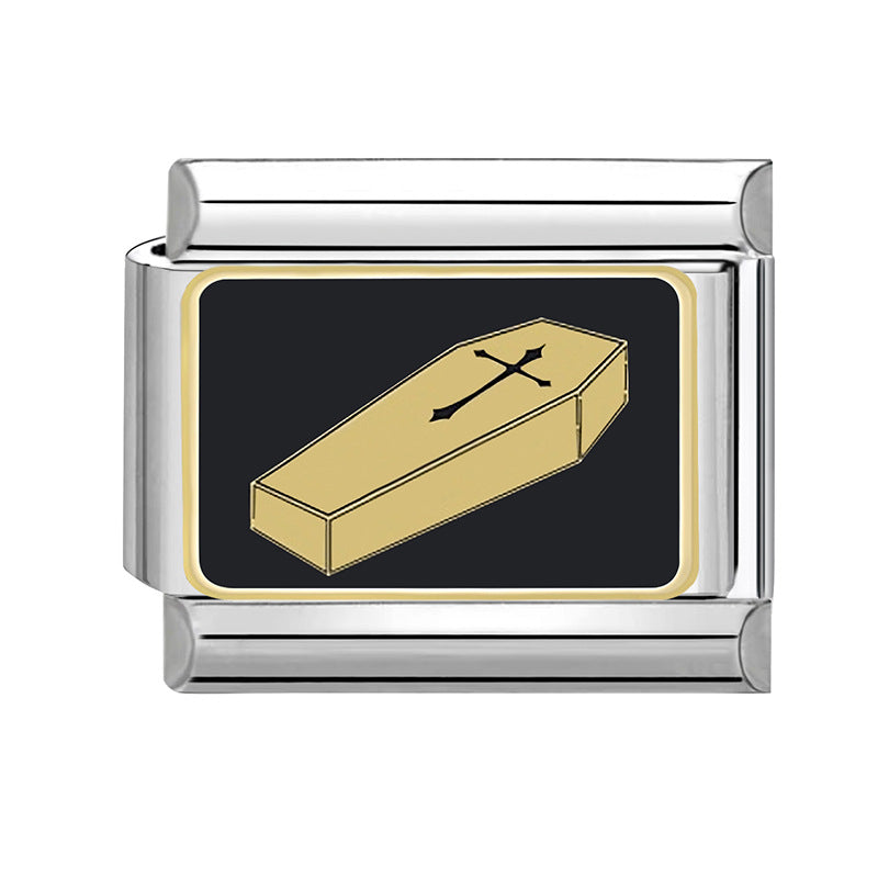 Wholesale Italian Charm Bracelet 9mm DIY Splicing Black Halloween Series Stainless Steel Composable Bracelet