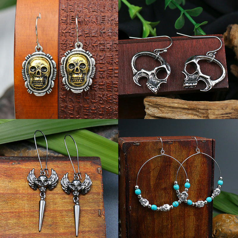 Wholesale  Skull  Web Earrings Dark Wind Style Alloy Jewelry Accessory Gift