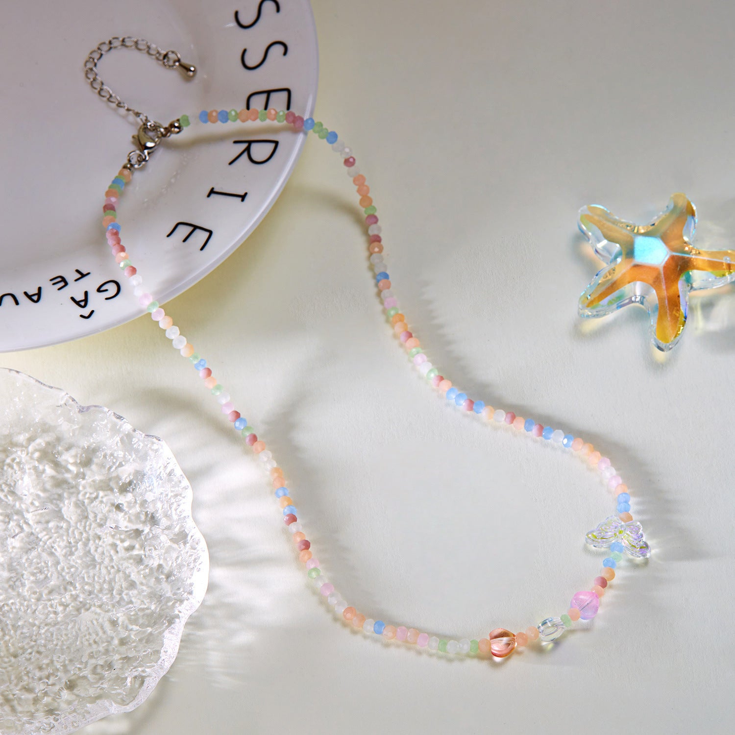 Wholesale  crystal acrylic butterfly card neck chain necklace