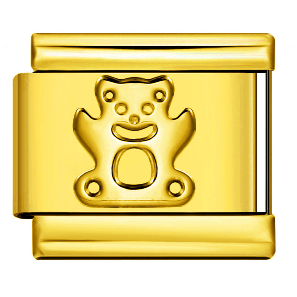 Wholesale Italian module Titanium steel full gold stamping series pattern DIY  bracelet